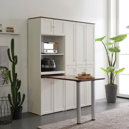 장인가구 셰리IV 1800 식탁렌지대+수납장+틈새장, 아이보리