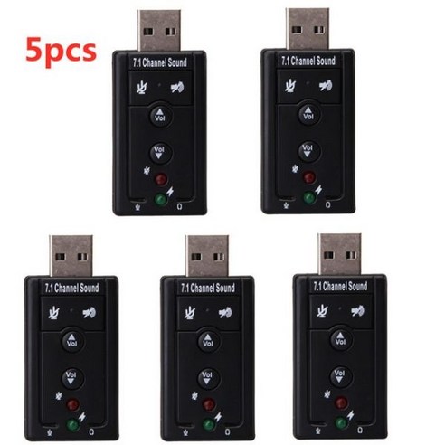 1/2/3/4/5pcs USB 외부 7.1 채널 가상 오디오 사운드 카드 어댑터 (PC 데스크탑 노트북 용) 외부 미니 USB 가상 어댑터, [05] 5pcs, 5개, 하나