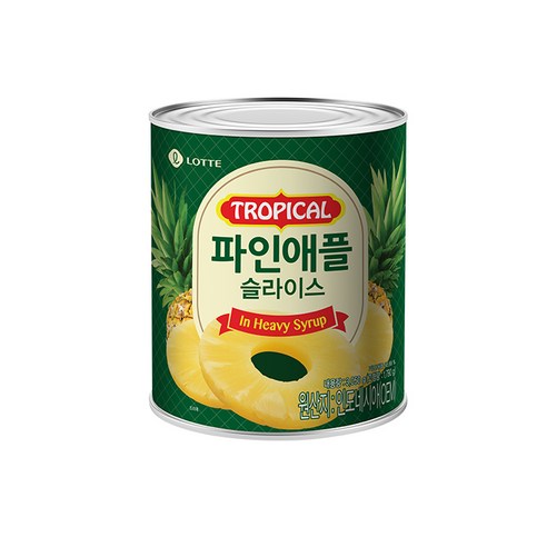롯데 파인애플 슬라이스 836g 통조림 화채 샐러드 팥빙수 간식, 12개