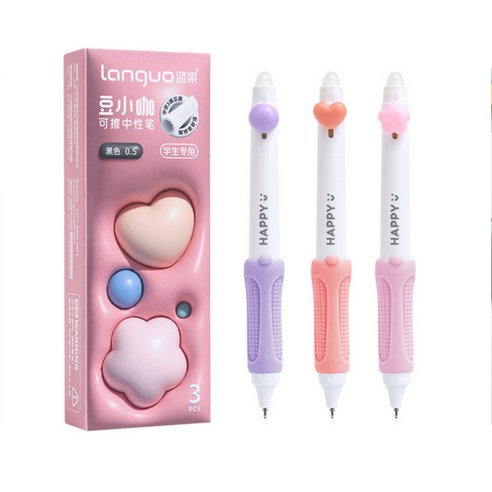 일상채움 지워지는 0.5mm 블랙 젤펜 3p 세트, 1세트, 핑크 3p 세트