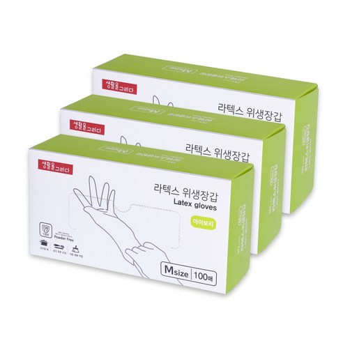 생활을그리다 라텍스 위생장갑 M, 중(M), 3개