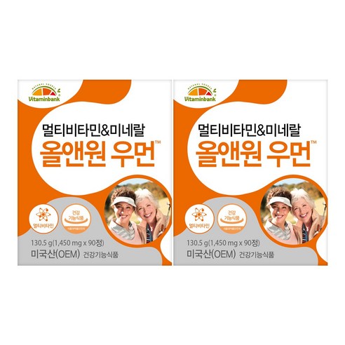 [비타민뱅크] 멀티비타민미네랄 올앤원우먼, 90정, 2개