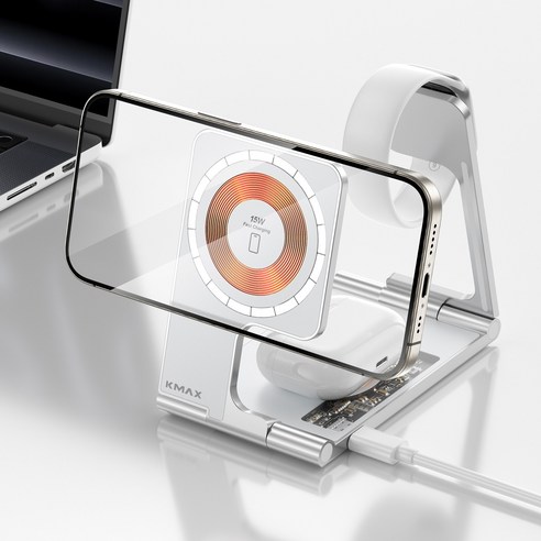 케이맥스 애플워치 아이폰 맥세이프 3in1 무선충전기 접이식 거치대
