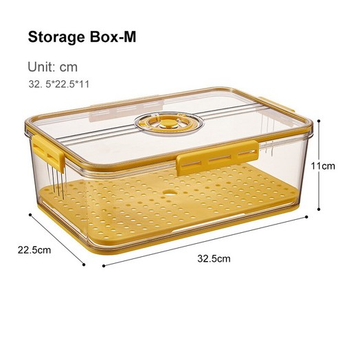 [SW] 냉장고 보관 상자 식품 등급 애완 동물 플라스틱 주방 보관 용기 두꺼운 시간 표시 냉동 보관 상자, 7002 Yellow