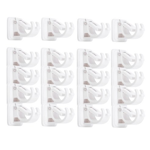 20x 커튼로드 브래킷 커튼 폴 벽 브래킷 후크 거실, 화이트, 플라스틱