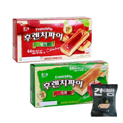 건방진 간식 후렌치파이 형제+건빵증정, 후렌치파이 딸기 192g 후렌치파이 사과 192g