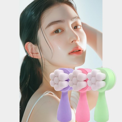 르브엘 모공 딥 클렌저 실리콘 브러쉬 핑크 브러쉬 + 헤어밴드 세안 세트, 1개