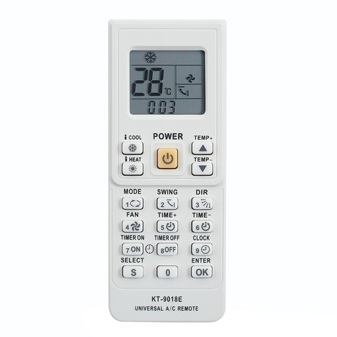 AFBEST Toshiba Panasonic Sanyo Nec Fujitsu LG Aux KT-9018E 용 에어컨 범용 리모콘, 하얀