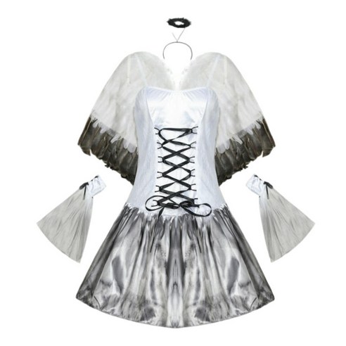 여성 타락한 천사 의상 세트 코르셋 드레스 코스프레 파티 드레스