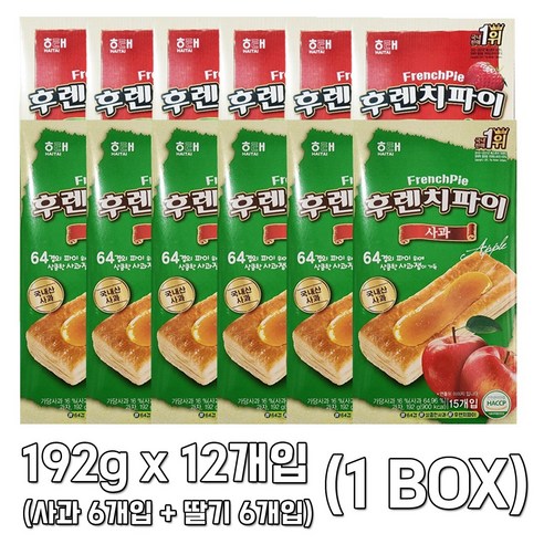 해태 후렌치파이 사과 192g x 6개입 후렌치파이 딸기 192g x 6개입, 192g x 12개입