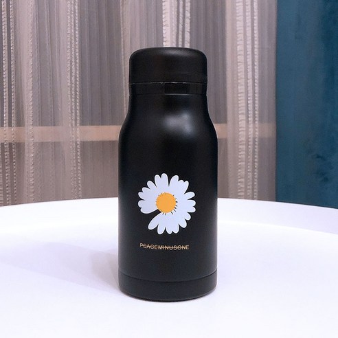 GU 작은 데이지 보온병 컵 귀여운 여성 학생 크리 에이 티브 휴대용 물 컵 남자 모리 스타일 신선한 간단한 미니 물병, 보온병 350Ml 데이지, 하나
