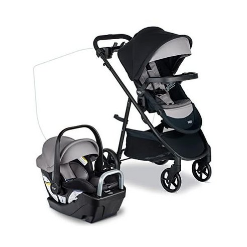 Britax Willow Brook S+ 베이비 트래블 시스템 유아용 카시트 및 유모차 콤보 알파인 베이스 ClickTight 기술 세이프워시 인서트 및 커버 흑연 오닉스, 윌로우 브룩 S+_흑연 오닉스