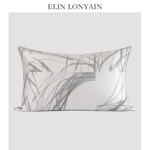 엘린 현대 간단한 빛 럭셔리 회색 추상 새틴 쿠션 베개 모델 룸 허리 베개, 30x50cm (코어)