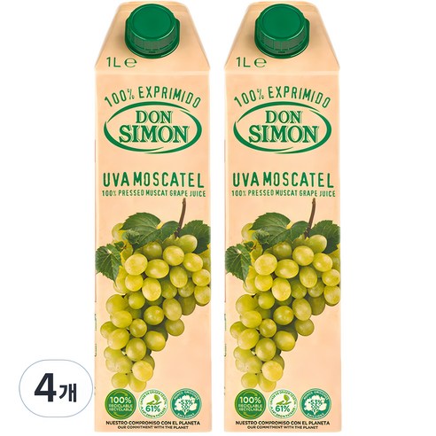 돈시몬 생과일 착즙 모스카텔 백포도주스, 1L, 4개