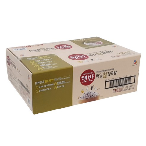 CJ제일제당 햇반 매일찰잡곡밥 210g x18개입 +빈즈물티슈, 18개