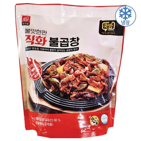 도드람 불맛한판 직화 불곱창 1.2kg (300g X 4팩) / 돼지곱창 : 국내산 / 전자레인지 간편조리, 300g, 4개