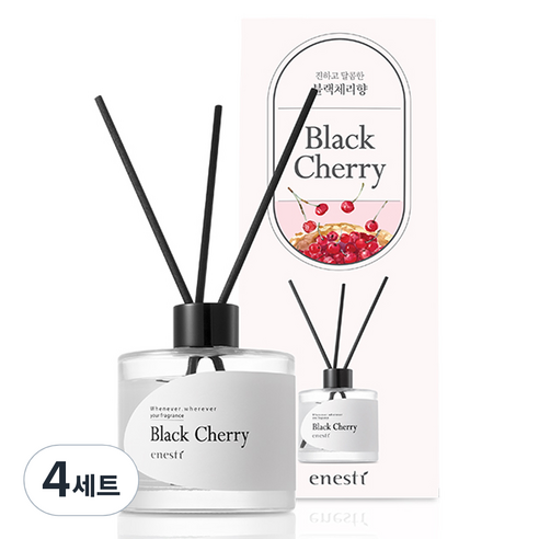 에네스티 디퓨저 200ml + 섬유 스틱 5p 세트, 블랙체리, 4세트