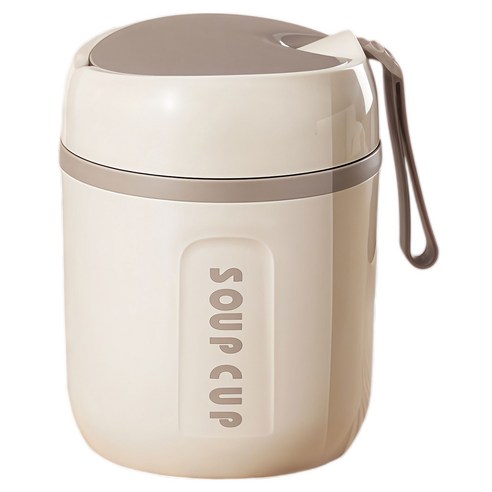 SHUNFA 수프 컵 보온 푸드자, 1개, 480ml, 베이지