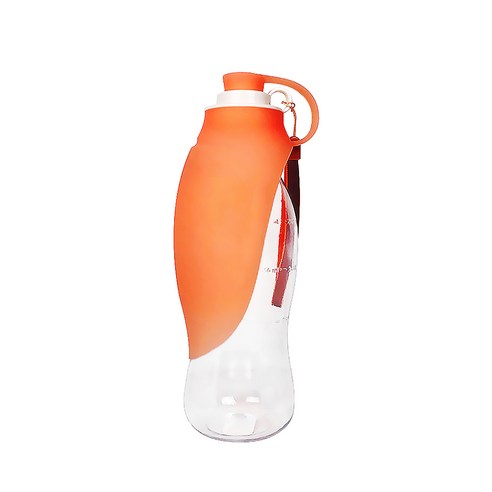 휴대용 펫 피더 음료수 그릇 디스펜서 물통 야외 펫 워터 용기 580ml, 주황색