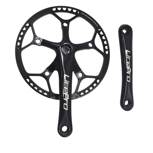 자전거 170mm 알루미늄 크랭크셋 BCD130mm 체인휠 핏 크랭크 사이클링 45-58T, 블랙, 53T