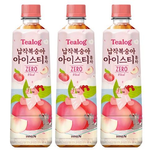 납작복숭아 납작복숭아아이스티 티로그 홍차 제로칼로리, 500ml, 20개