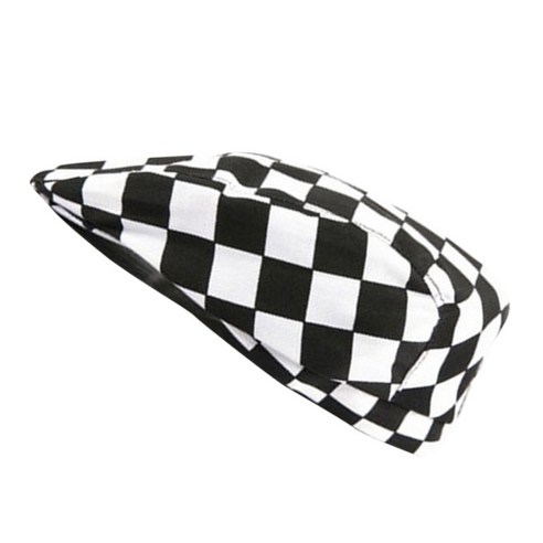 남여 공용 요리사 모자 요리 베이커 모자 검정 흰색 사각형