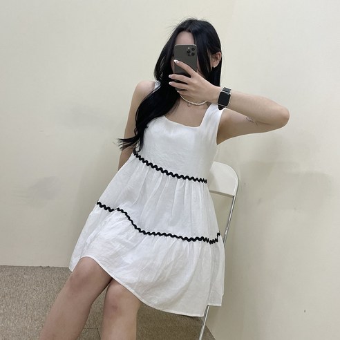 뷔스티에원피스 라라온 차틸 뷔스티에 원피스 VANANA2 여성 러블리 배색 미니 캉캉 나시 원피스 2color