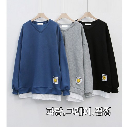 박시한 핏감과 롱한 길이감을 가진 러브포텐 여성 기모 맨투맨