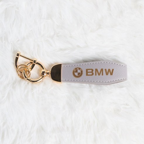 비탈로 자동차 로고 양면 각인 가죽 스트랩 키링 열쇠고리, 골드_퍼플_BMW, 1개