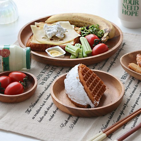 자연을 담은 식탁, 리드그린 아카시아 우드 원형 접시