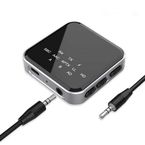 v5.2 블루투스리시버 송수신기 듀얼 페어링 무선 동글이 차량용 오디오 AUX잭 스테레오 이어폰 헤드폰 TV, 단일상품, 상세페이지 참조, 1개
