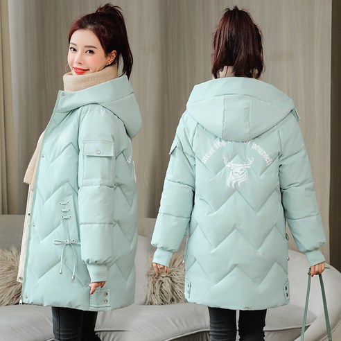 여성 패딩 자켓 가을 겨울 새로운 한국어 스타일 긴 학생 Bf 느슨한 두꺼운 코튼 패딩 자켓 코트