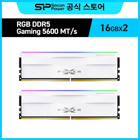 실리콘파워 Silicon Power RGB DDR5-5600 16GB*2 CL40 PC5-44800 데스크탑 메모리 램, 화이트, 2개