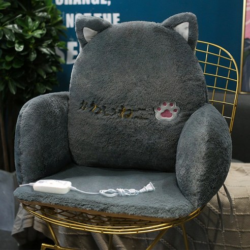 smy두꺼운 사무실 앉아있는 난방 쿠션 의자 허리 쿠션 등받이 쿠션 집적 엉덩이 쿠션 가정용 엉덩이 의자, 회색 고양이 (난방 유형), 옵션1