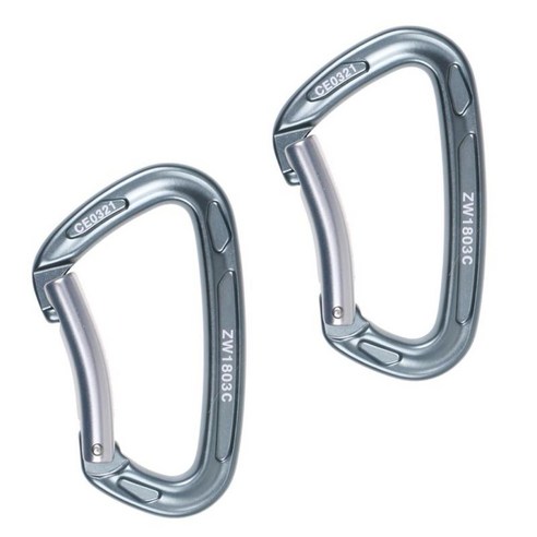 2Pcs 24KN / 5300lb 암벽 등반 카라비너 ​​스프링 클립 잠금 Quickdraw, 실버, {"수건소재":"알루미늄 마그네슘 합금"}