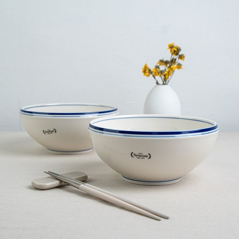 시라쿠스 메이플 면기 18.5cm, 2개, 라인블루