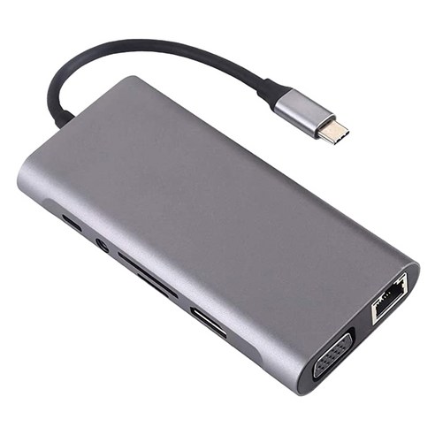 Retemporel USB C 허브 11-In-1 Type 어댑터(4K HDMI + PD 충전 포함) MacBook 노트북 도킹 스테이션용 3.0 SD/TF 오디오 포트, 1개, 회색