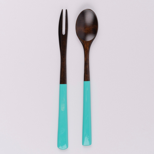 아이하시 옻칠 커트러리 다과용 티스푼 티포크, 민트, 1세트