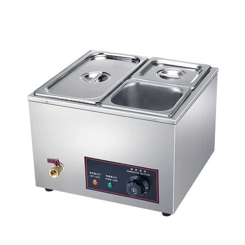 Old Kitchen 업소용 중탕기 전기 워머기 뷔페 차핑디쉬 탕온기 워머 그릇, 304사각 13.5L 밧드3 10 초콜릿 중탕기 워머기 홈파티 소스 빵집 2구 가열기, 미니 롱 3개 2.5Lx3