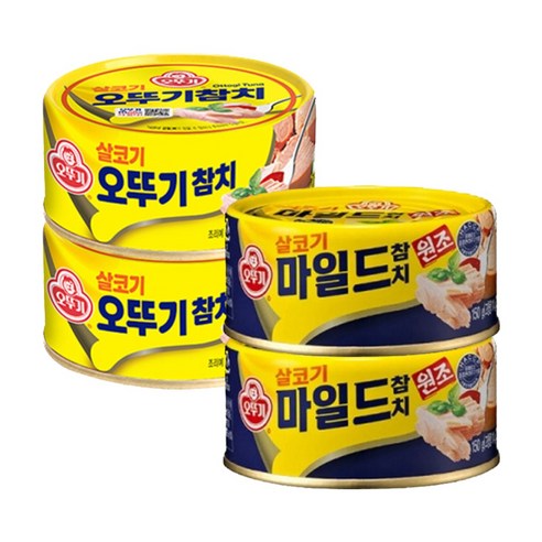 오뚜기 살코기 참치 캔 김치찌개용 볶음용 자취 요리 통조림, 135g, 4개