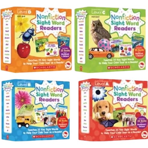 전용펜 호환 Nonfiction Sight Word Readers 논픽션 사이트워드 리더스, 본책 ABCD 4상자 스콜라스틱사이트워드