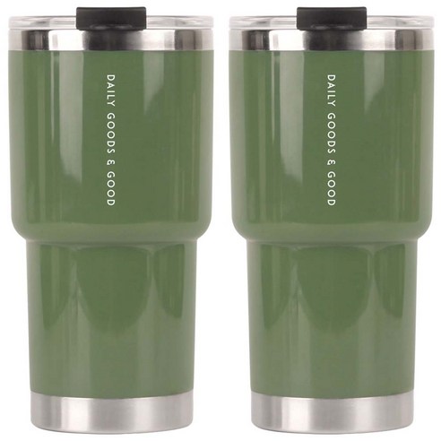 디지지 트루디 스테인레스 텀블러 2개, 카키+카키, 500ml