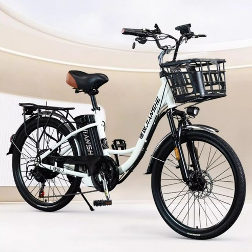 JIANSHE 24인치 전기 자전거 전동 여성 출퇴근 EBIKE PAS, 24인치 8AH 32KM, 블랙 삼천리전기자전거