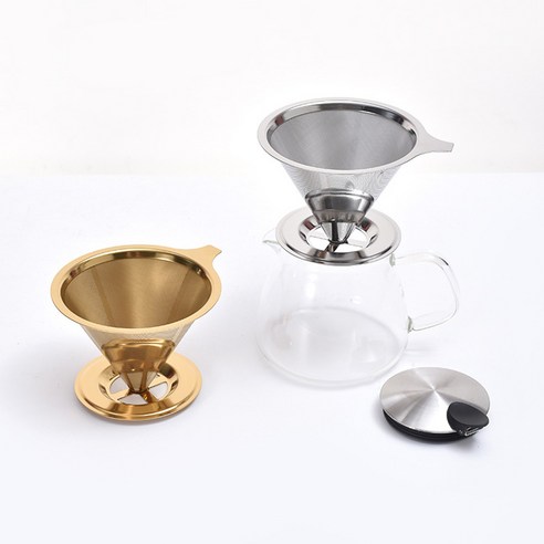 홈 카페를 위한 완벽한 조화: 1+1 티타늄 코팅 커피 드리퍼 세트