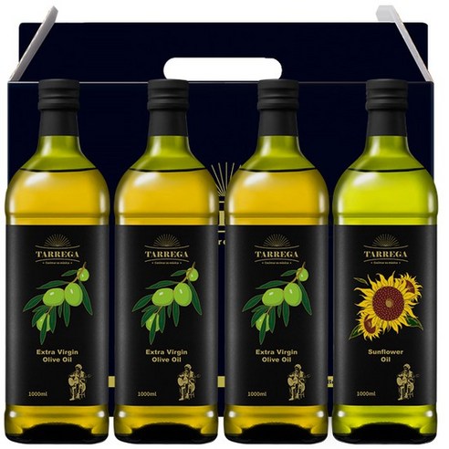 타레가 올리브유 3병 + 해바라기유 4병 1L 선물세트, 4개 묶음 tarrega