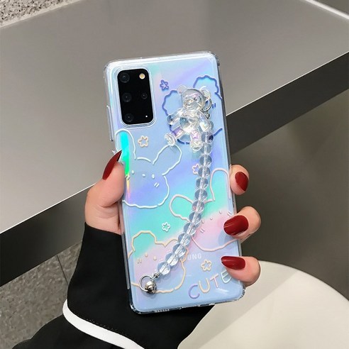 귀여운 삼성s20fe 케이스s21 캐릭터 곰돌이 투명 소프트 케이스 note20ultra 이니셜 토끼s10+ 패션 팔찌 적용 s9plus 넘어짐 방지 note10+ 낙서소녀