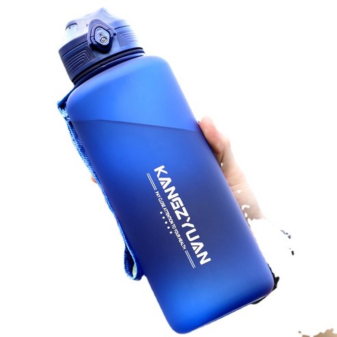 대용량 스포츠 컵 남자 여름 피트니스 주전자 야외 휴대용 물병 트리탄 플라스틱 컵 학생 주전자, 1500ML 블루