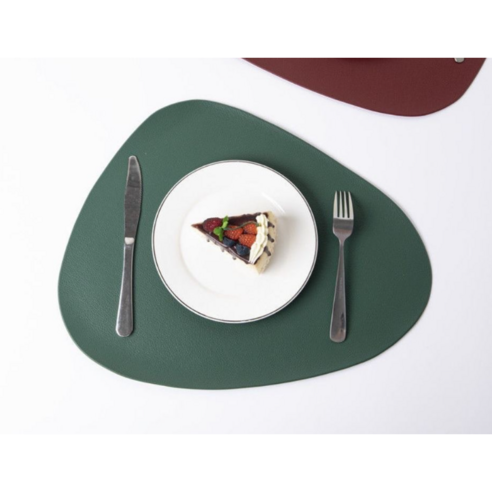 가온루트 양면 2p 세트 북유럽 가죽 방수 식탁 테이블 매트, 2개, 35cm*45cm, (그린+그레이)양면