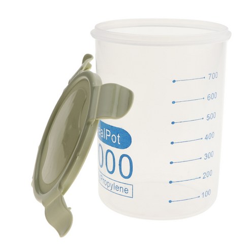 시리얼 보관 용기 측면 잠금 뚜껑 식품 보관 시리얼 디스펜서, 녹색 1000ml, 플라스틱