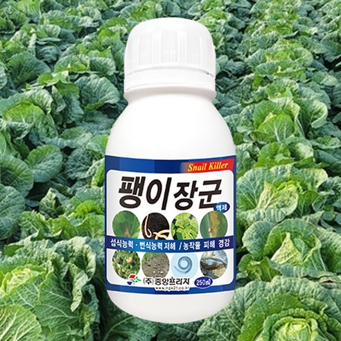 [시골생활 비료] 달팽이 퇴치제 제거제 배추밭 달팽이약 텃밭달팽이약 달팽이죽이는약 민달팽이약 달팽이약 상추달팽이약 딸기 애지렁이 인삼 감귤 과수 팽이장군 액상 250ml, 1개